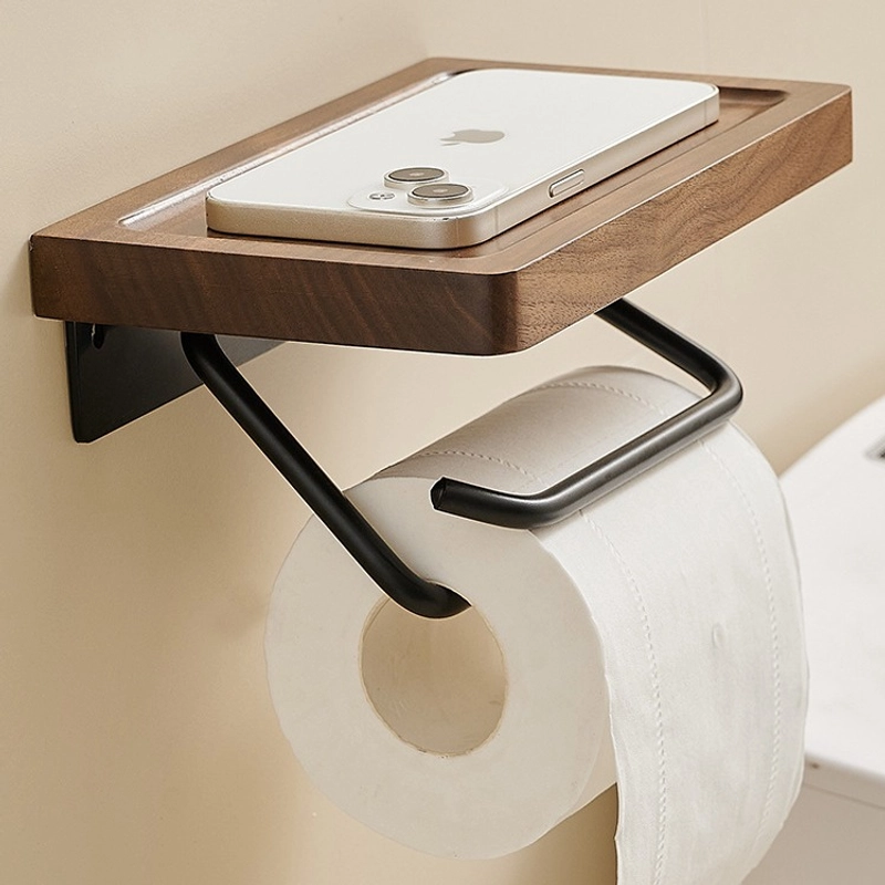 Classical Solid Color Wood Aluminium Alloy Tissue Holder