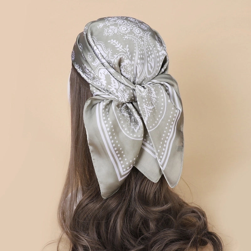 Women's Vintage Style Color Block Polyester Silk Scarf