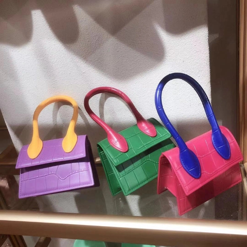 Women's Mini Spring&summer Pvc Solid Color Basic Square Flip Cover Handbag