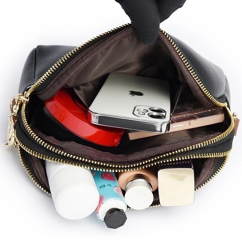 Women's Small Pu Leather Solid Color Basic Shell Zipper Shoulder Bag Crossbody Bag Dome Bag