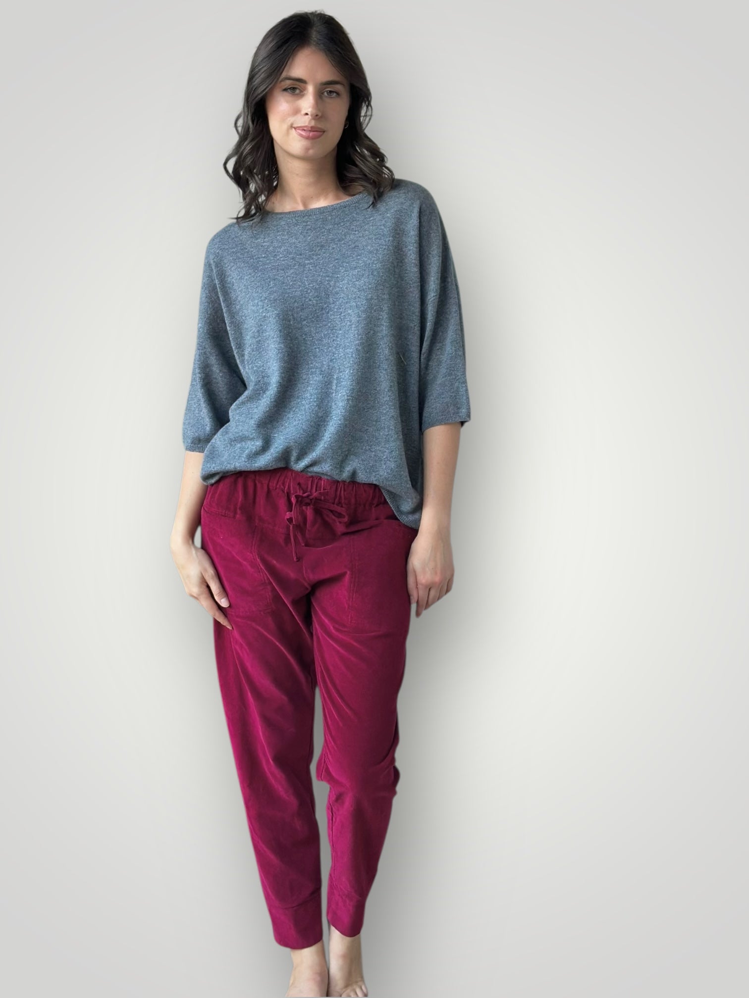 alexia cashmere top-slate grey