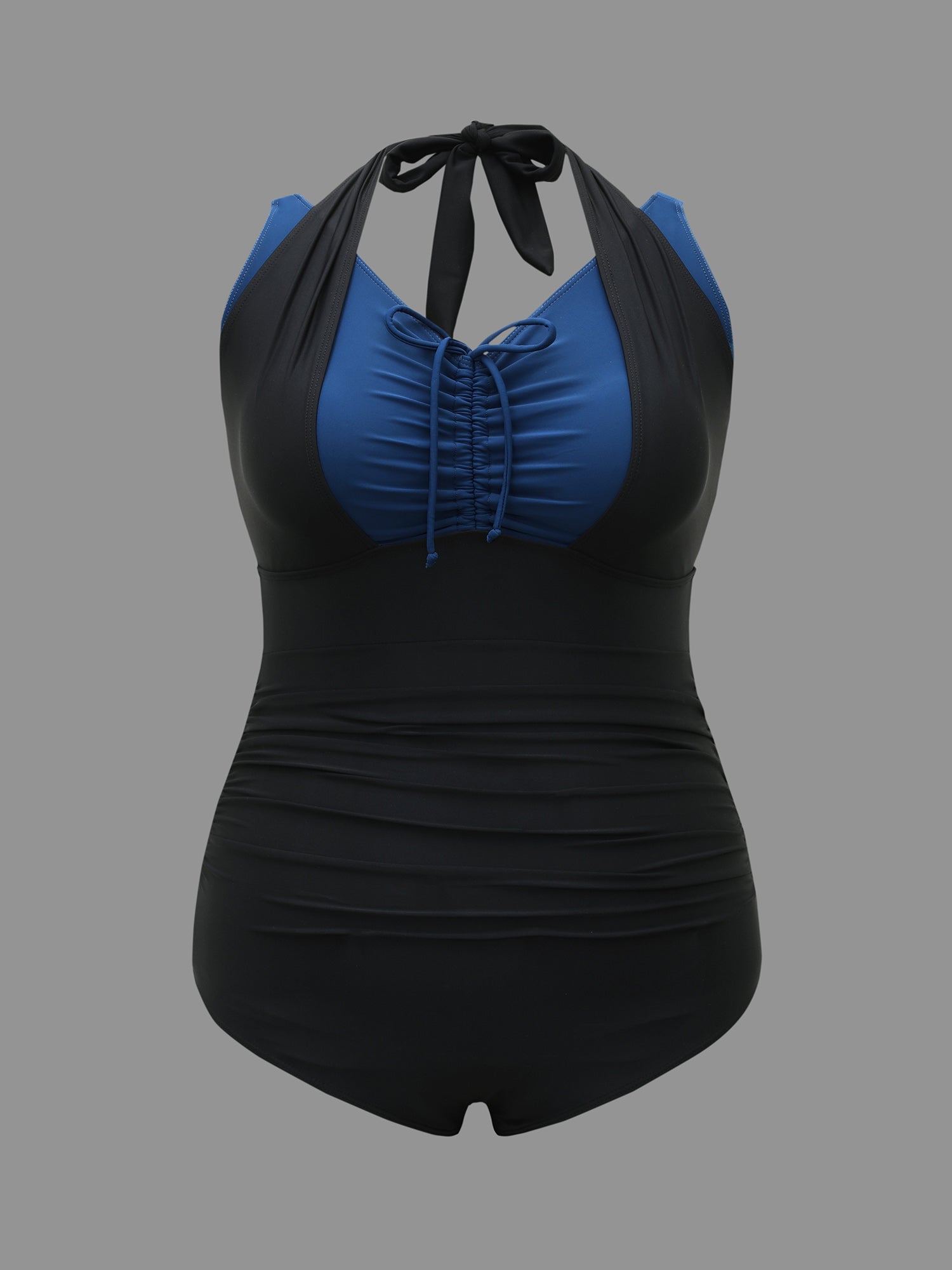 Halter Neck Drawstring Gathered One-Piece Swimsuit