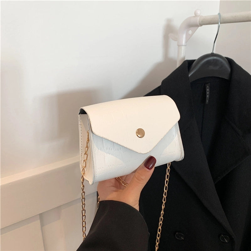 Women's Pu Leather Solid Color Basic Classic Style Square Flip Cover Shoulder Bag Crossbody Bag