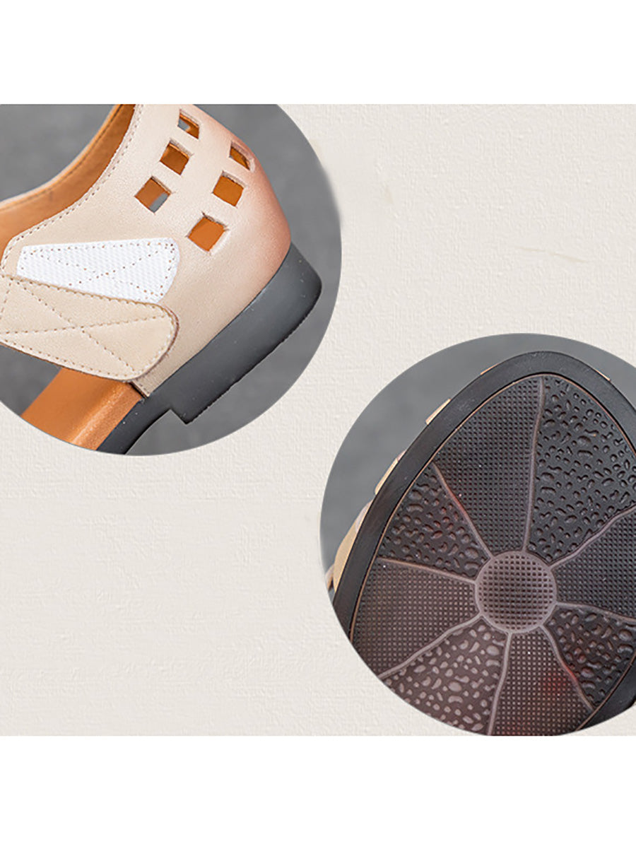 Women Summer Casual Genuine Leather Hollow Out Sandals