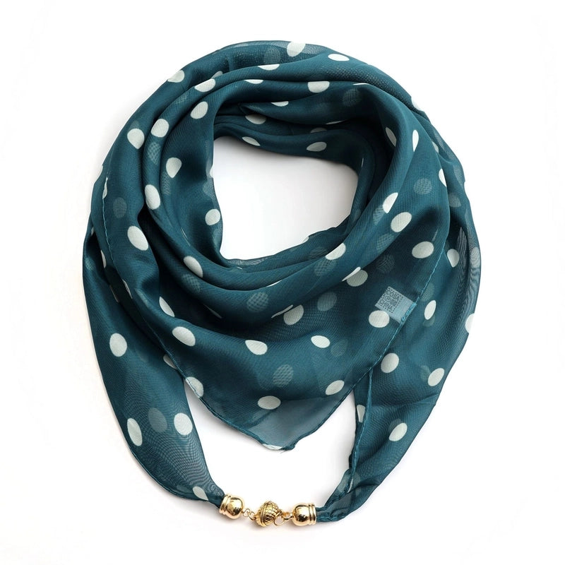 Women's Classic Style Splicing Polka Dots Flower Polyester Printing Silk Scarf