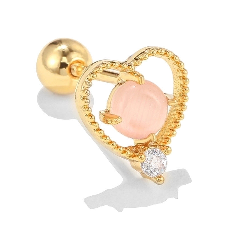 5 Pieces Sweet Heart Shape Copper Inlaid Zircon Drop Earrings Ear Studs 1 Piece