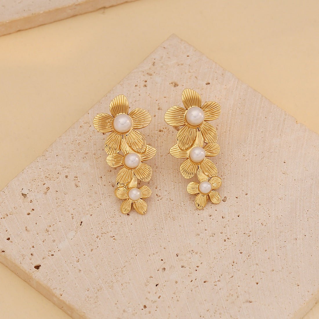 Pearl Flower Heart Earrings Butterfly Stainless Steel Earrings Earrings E593
