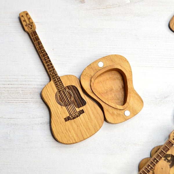 🔥Last Day 49% OFF🔥Wooden Acoustic Guitar Pick Box with Stand