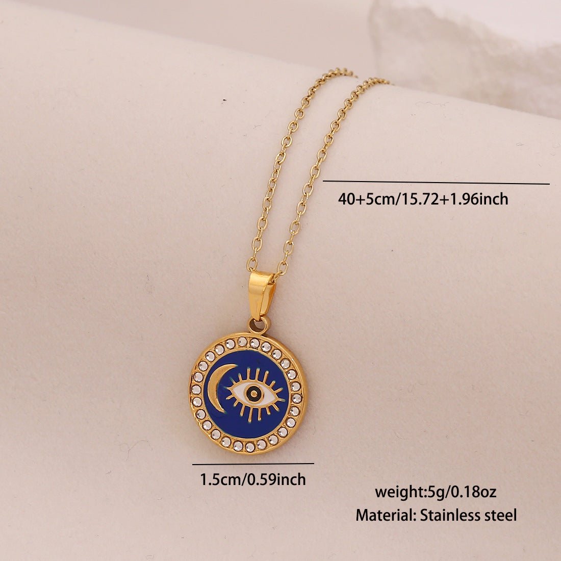 Star Moon Stainless Steel Pendant Necklace Devil'S Eye Necklace N1581