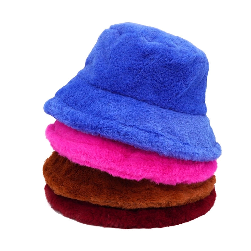Autumn And Winter Hat Women's New Rabbit Velvet Fisherman Hat Solid Color Candy Color Warm Thick Plush Basin Hat Japanese Fashion