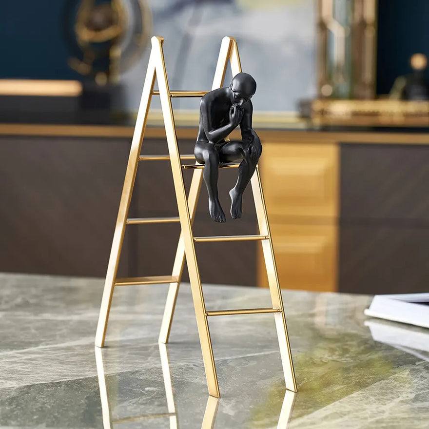 Man on Ladder Decorative Accent - Black & Gold