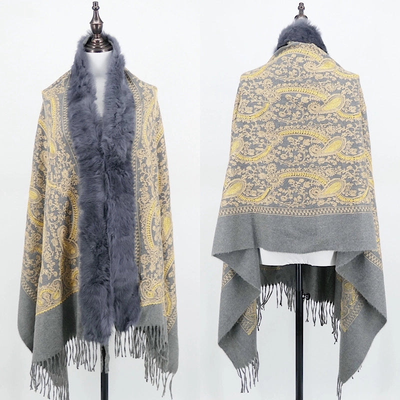Women's Ethnic Style Flower Imitation Cashmere Tassel Shawl