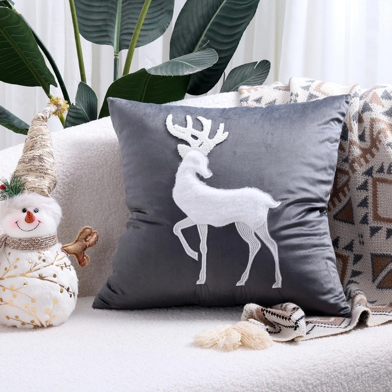 Fashion Christmas Tree Elk Short Plush Pillow Cases