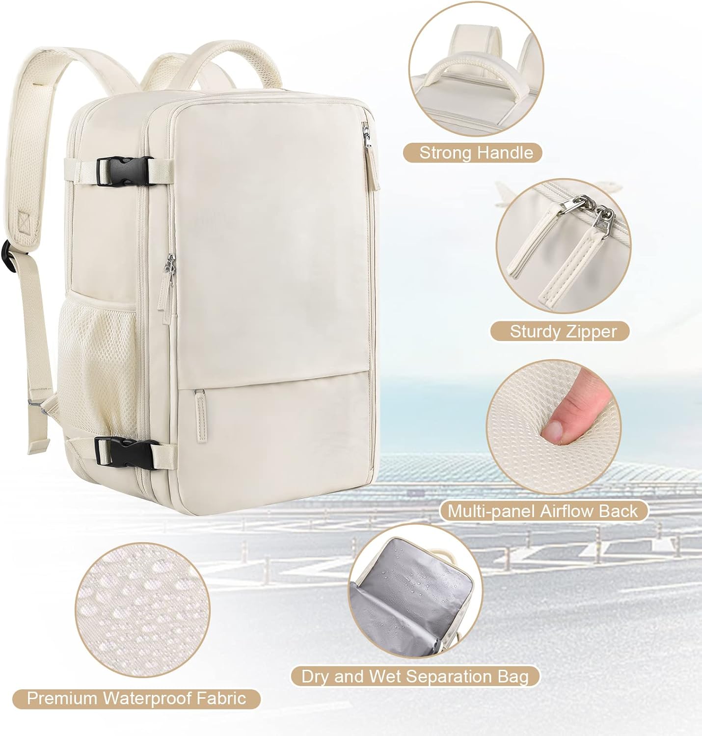 Large Travel Backpack for Women Men, Expandable 40L Carry On Backpack, 17 Inch Laptop Backpack College Bookbag, Waterproof Travel bag as Person Item Flight Approved