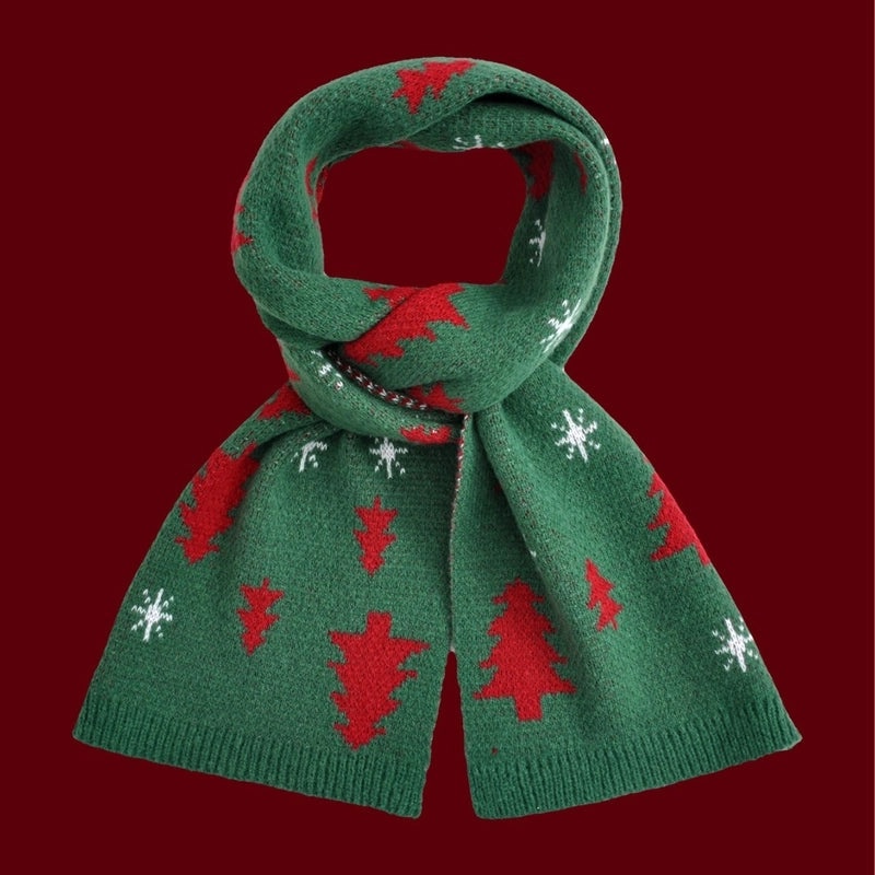 Women's Casual Christmas Tree Snowflake Cotton Acrylic Scarf