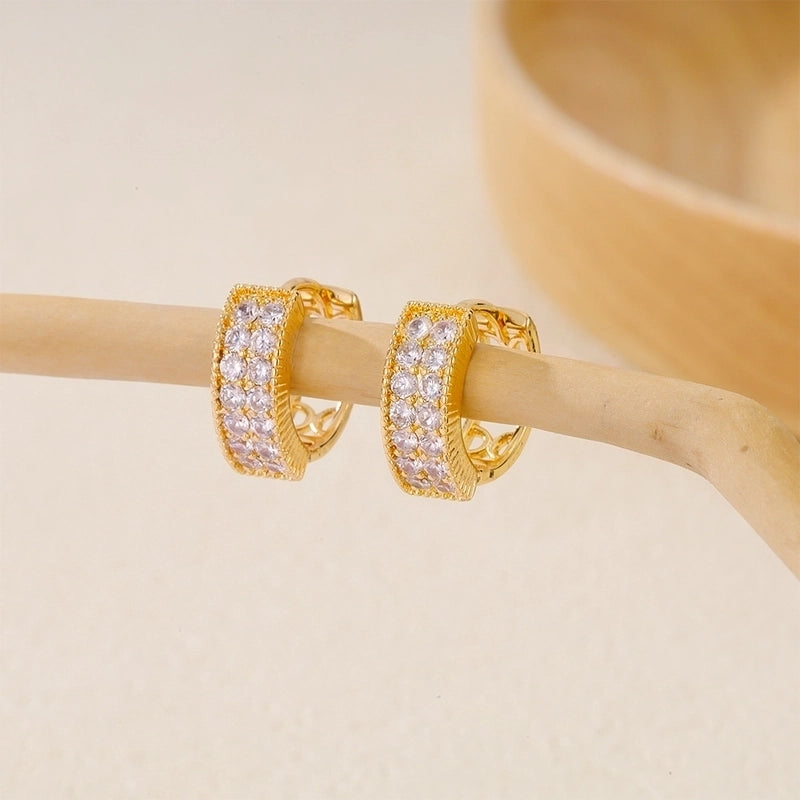 1 Piece IG Style Minimalist Geometric Inlay Copper Zircon Earrings