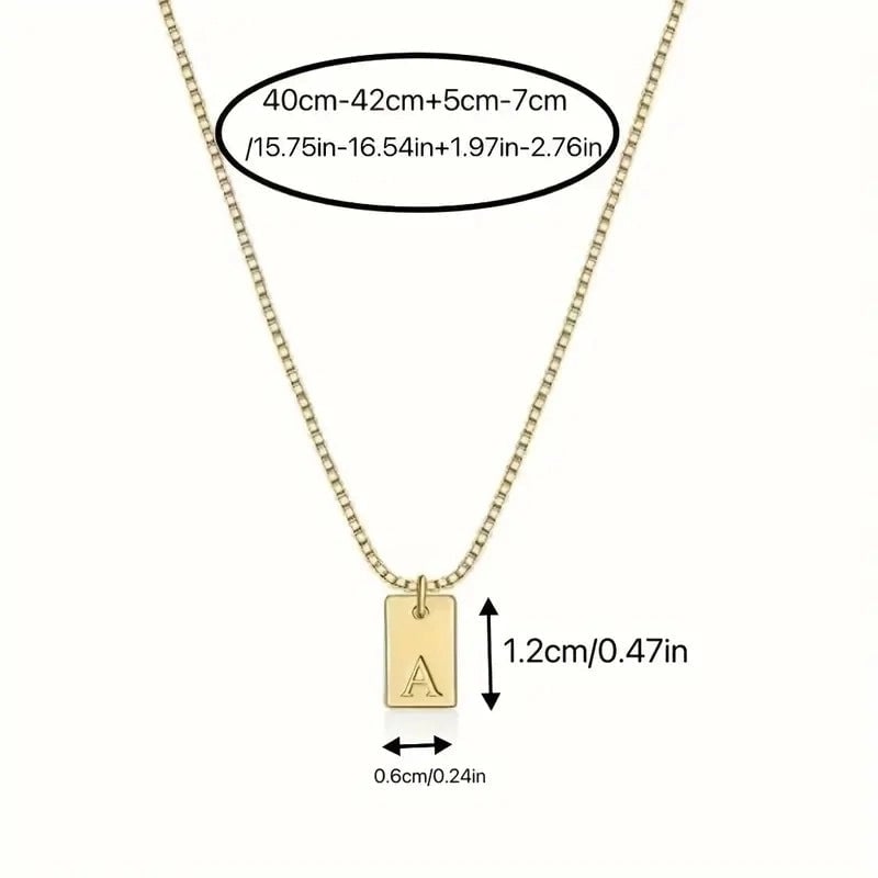 Titanium Steel Minimalist Letter Rectangle Plating Pendant Necklace