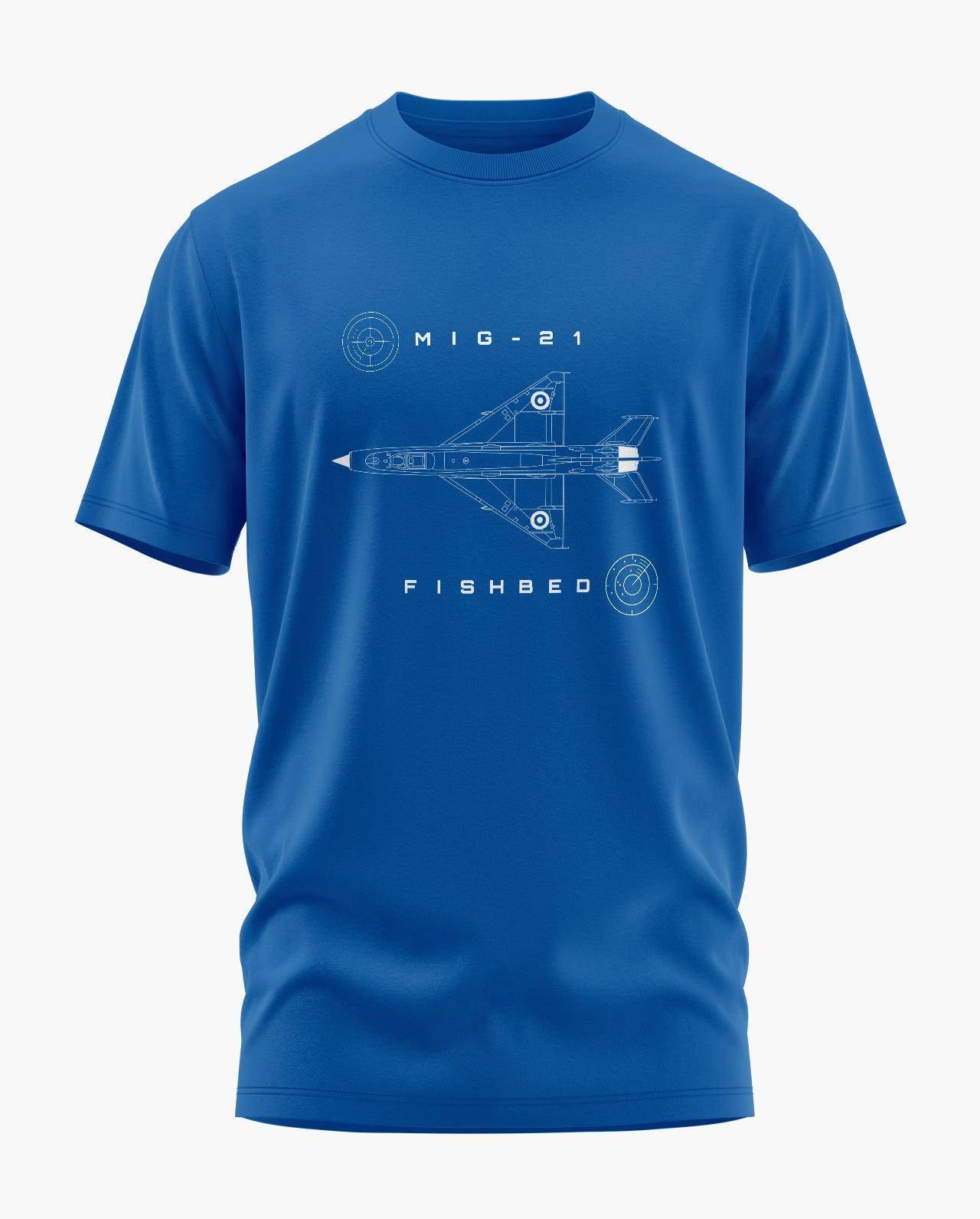 MiG 21 Fishbed Blueprint T-Shirt