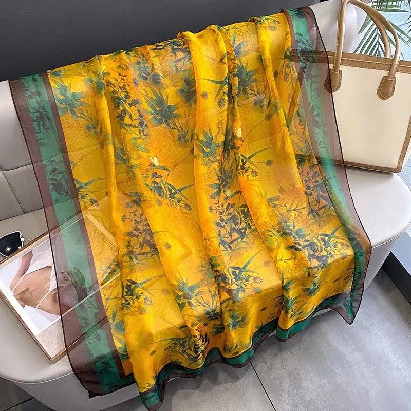 Spring And Summer New Yourou Silk Scarf Large Size Printed Beach Towel Dot Travel Vacation Sunscreen Scarf Women's Spot