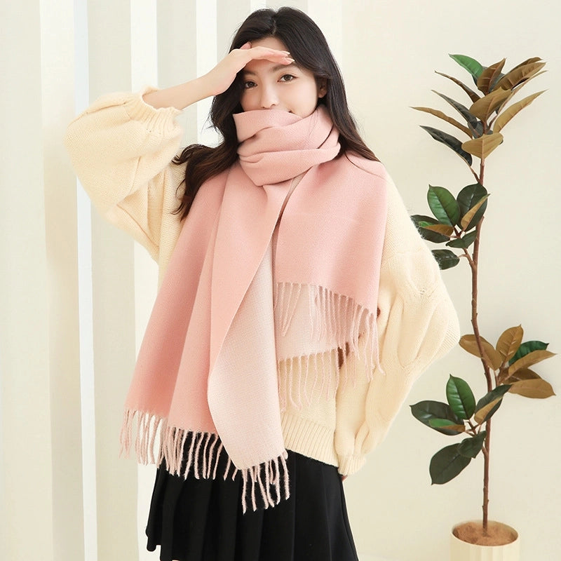Cashmere Scarf Women's Winter Hot Imitation Cashmere Scarf Men's Shawl  Thickened Double-sided Wool Scarf