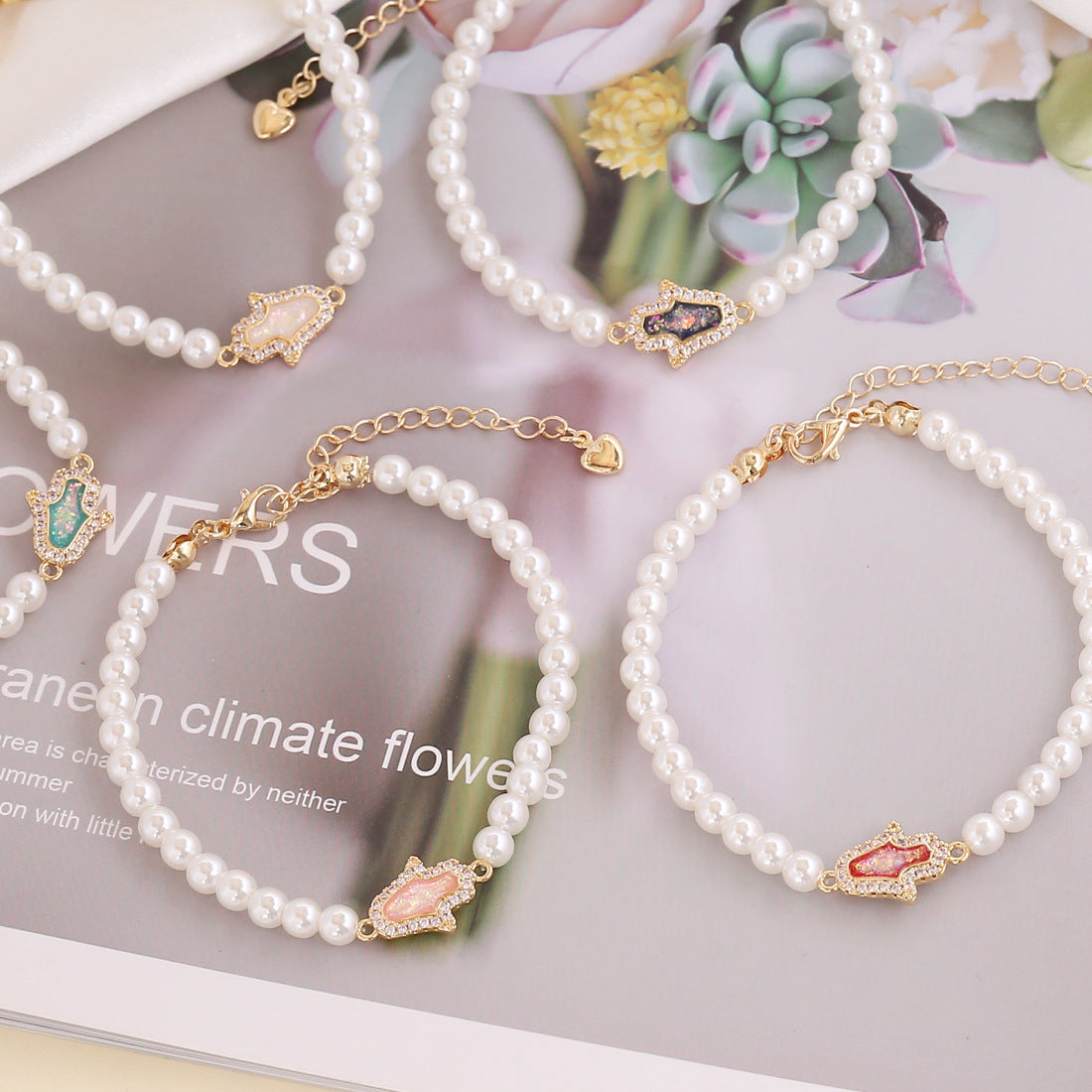Women IG Style Palm Alloy Electroplating Bracelets