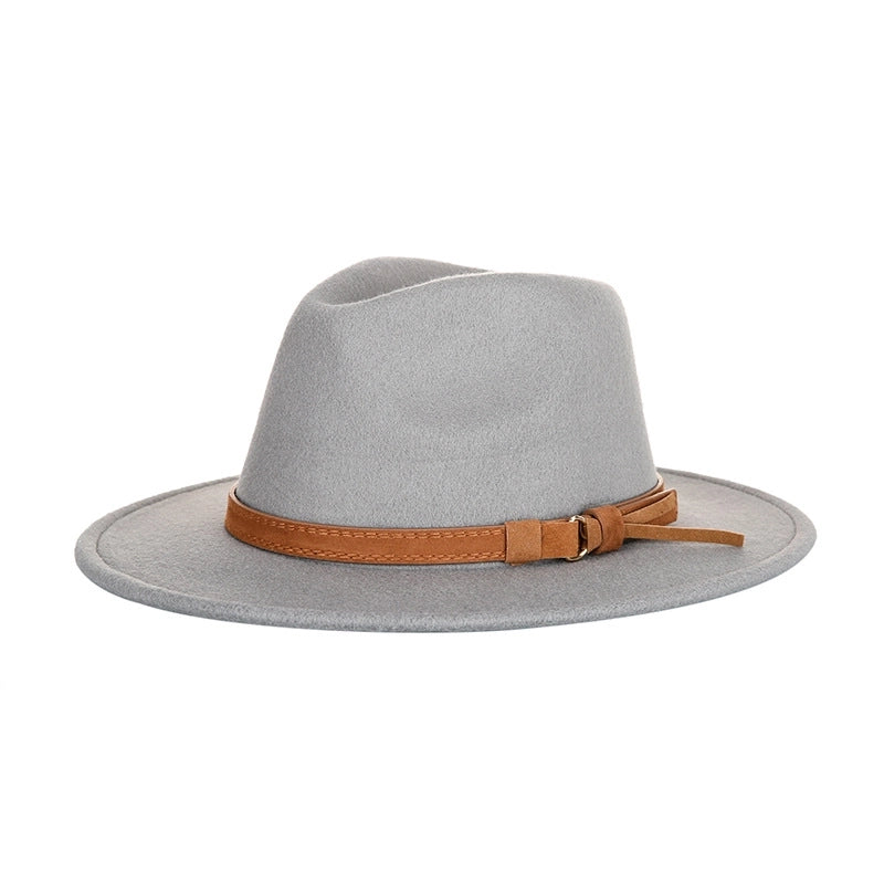 Hat New  Fashion Top Hat Creative Belt Decorative Woolen Jazz Hat Hot