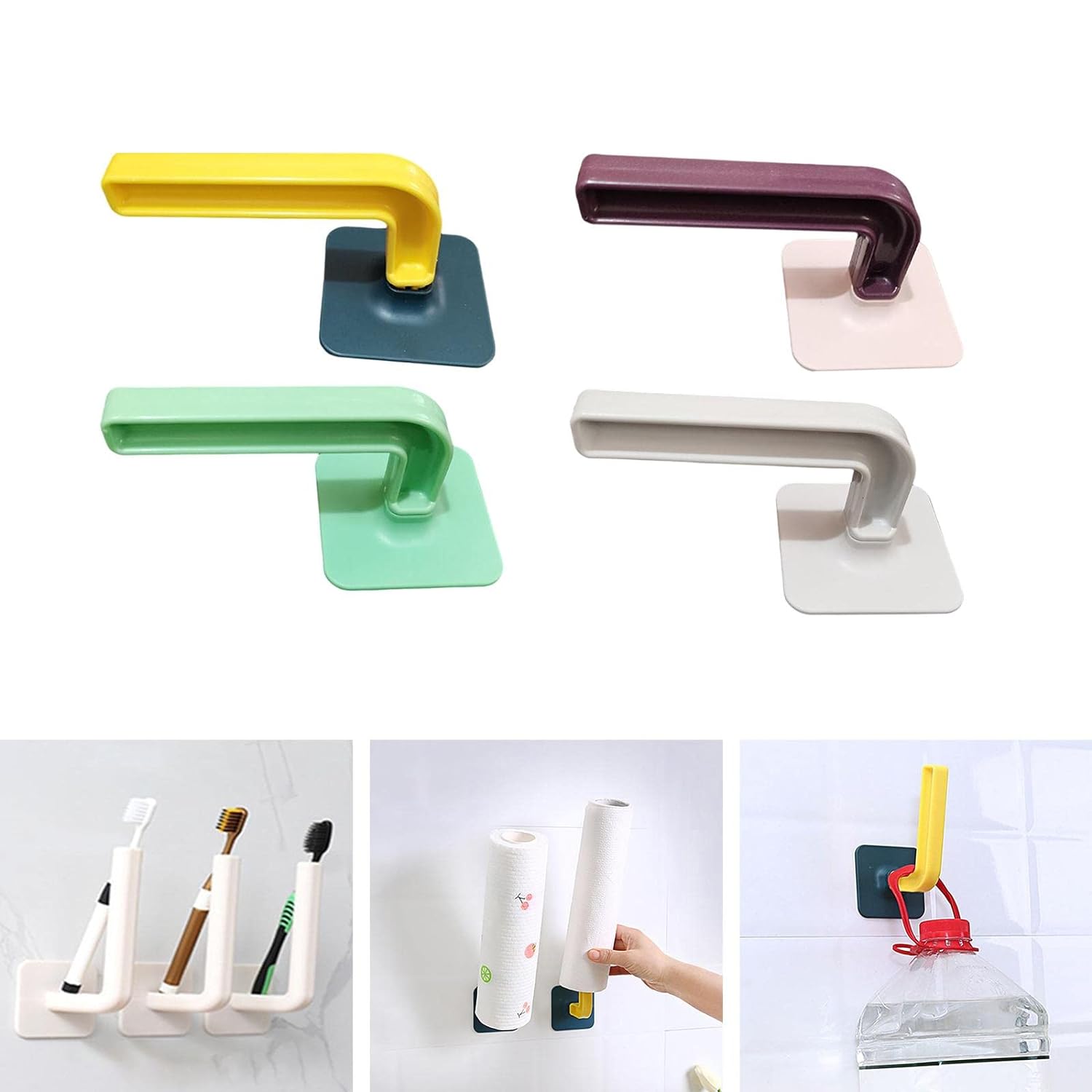 (Pack Of 2) Multifunctional Hooks Hanger Towel Hanger Without Drilling For Bathroom Home Kitchen