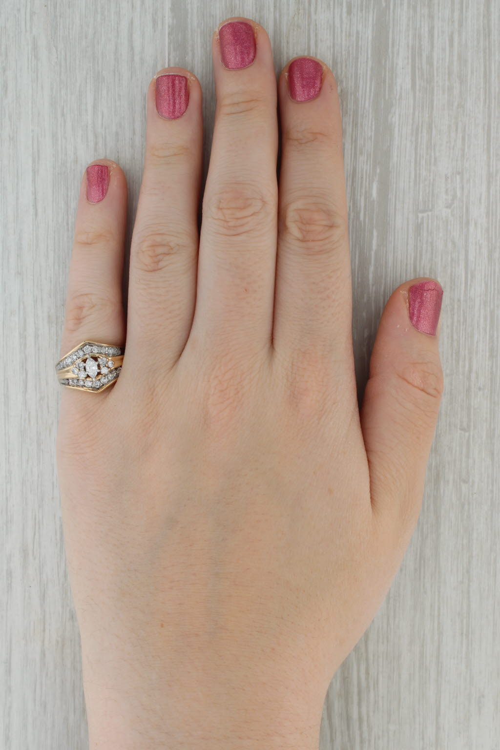 0.82ctw Diamond Engagement Ring Bridal Set 14k Yellow Gold Size 6.75
