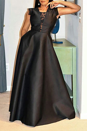 Elegant Deep V Neck Sleeveless Maxi Dress