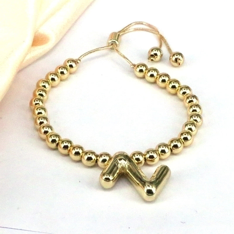Copper Gold Plated Vintage Style Minimalist Letter Bracelets