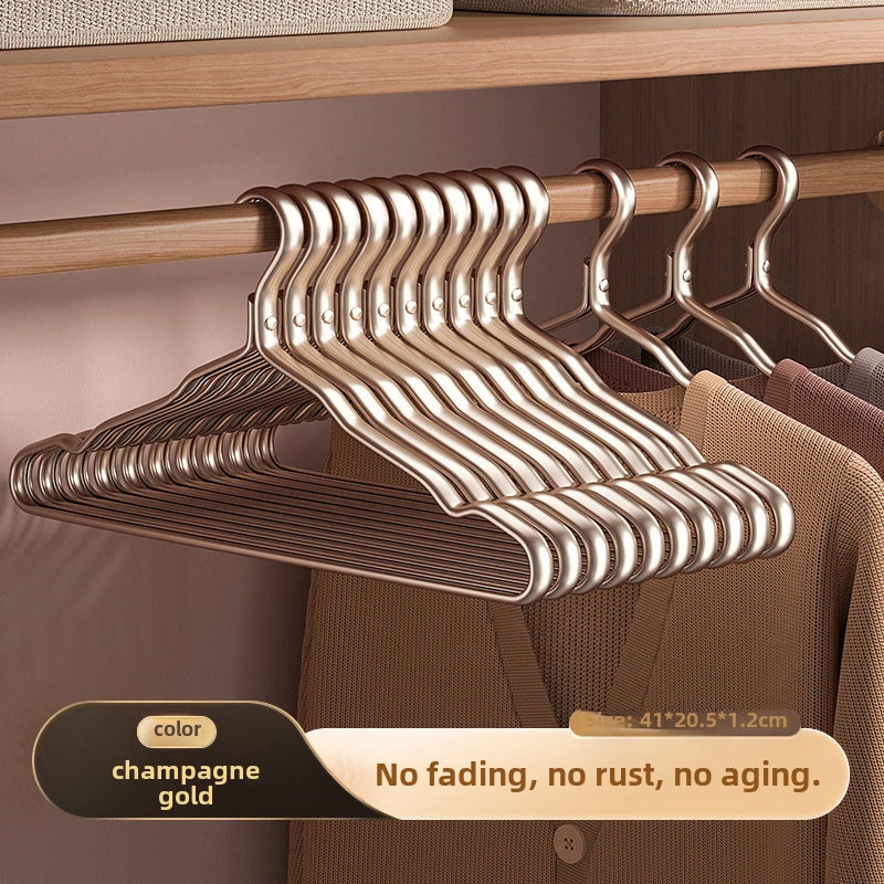 Space Aluminum Alloy Hanger Household Hanging Clothes Seamless Clothes Support Anti-slip Anti-shoulder Angle Light Luxury Metal Adult Drying Rack
