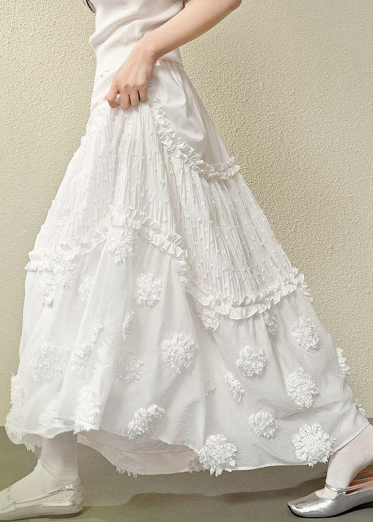 Bohemian White Ruffled High Waist Cotton Skirts Summer