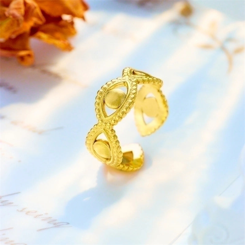 Basic Cross Star 304 Stainless Steel 18K Gold Plated Gold Plated Stainless Steel Rings