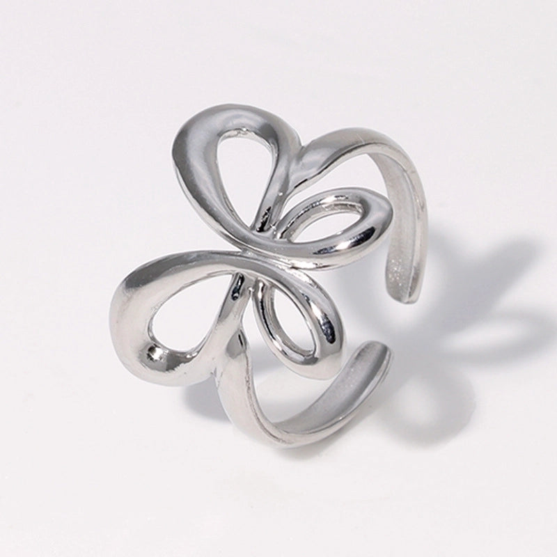 304 Stainless Steel 18K Gold Plated Minimalist Plating Butterfly Open Rings