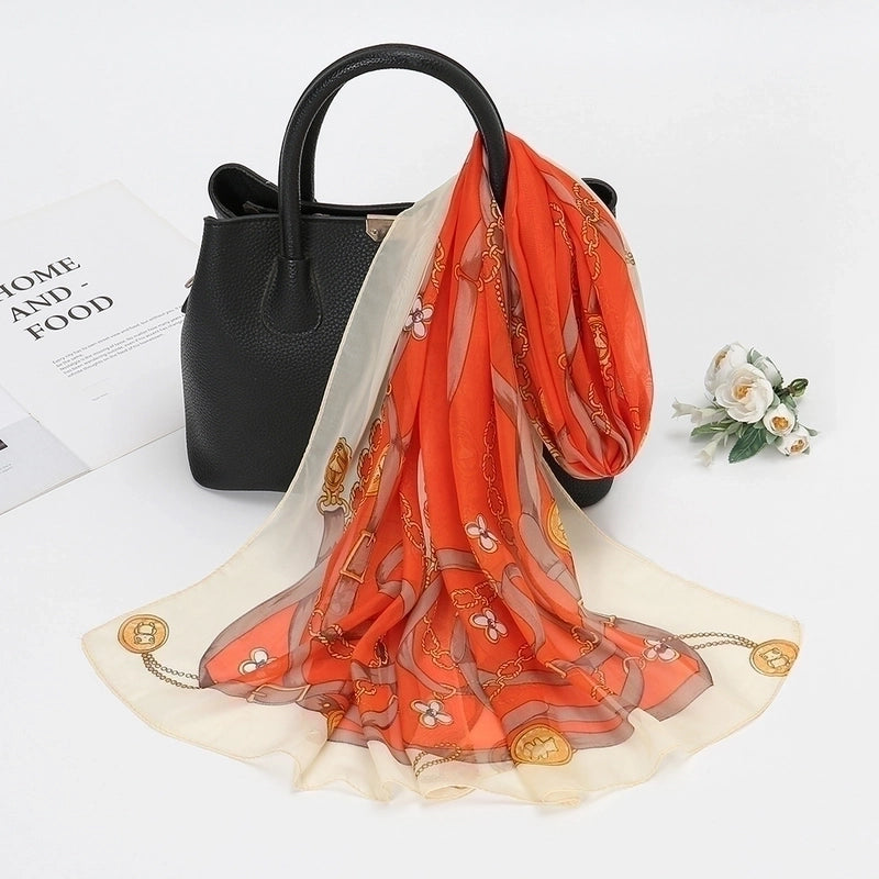 Women's Fashion Chains Print Chiffon Printing Silk Scarves