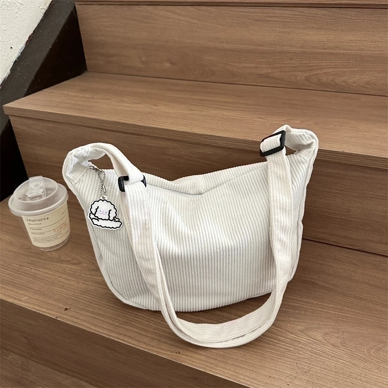 Women's All Seasons Canvas Solid Color Vintage Style Square Zipper Shoulder Bag