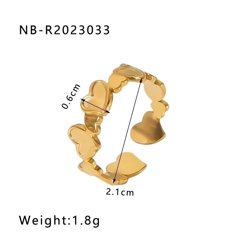 Stainless Steel 18K Gold Plated IG Style Basic Minimalist Plating Four Leaf Clover Heart Shape Flower Open Rings