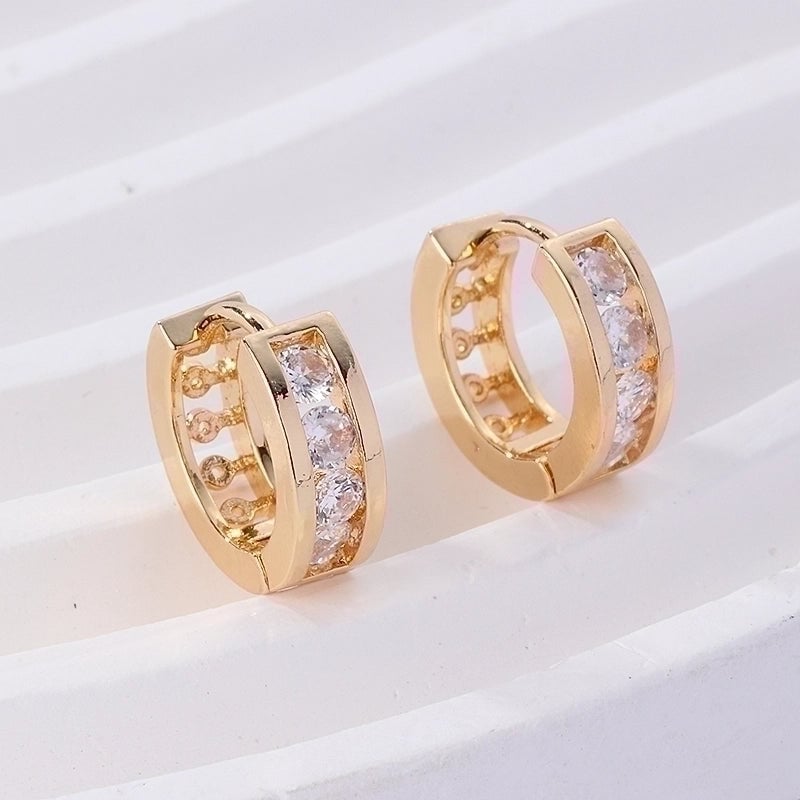 1 Pair IG Style Retro Minimalist Geometric Round Plating Inlay Copper Zircon K Gold Plated Ear Studs