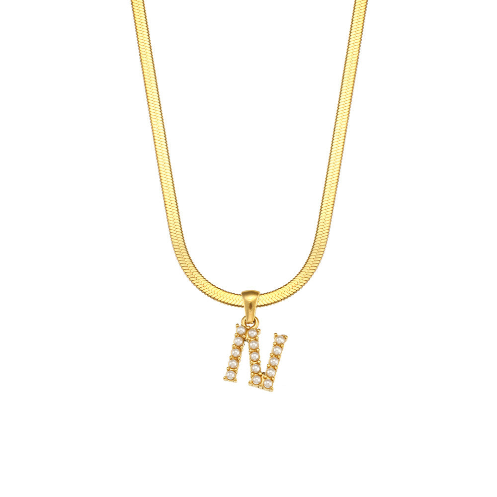 Fashion Letter Number Text Stainless Steel 18K Gold Plated Necklaces