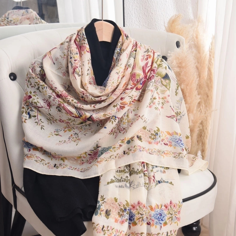 Women's Elegant Lady Ditsy Floral Rayon Polyester Printing And Dyeing Dyeing Floral Scarf Shawl