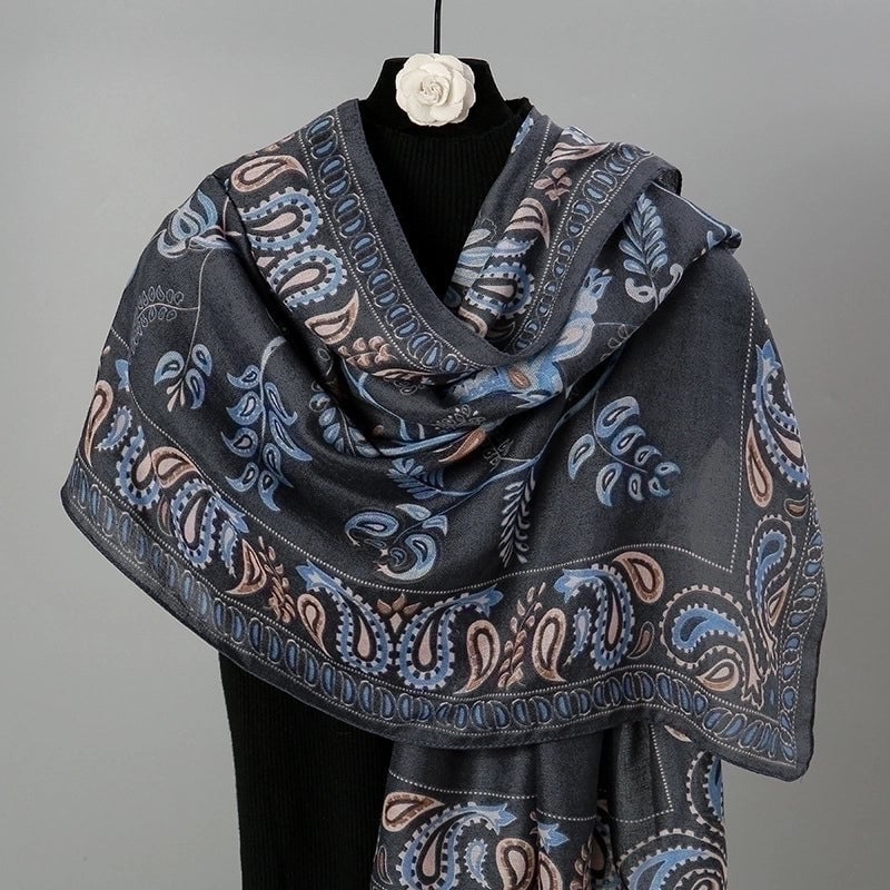 Women's IG Style Retro Printing Cotton And Linen Printing Scarf