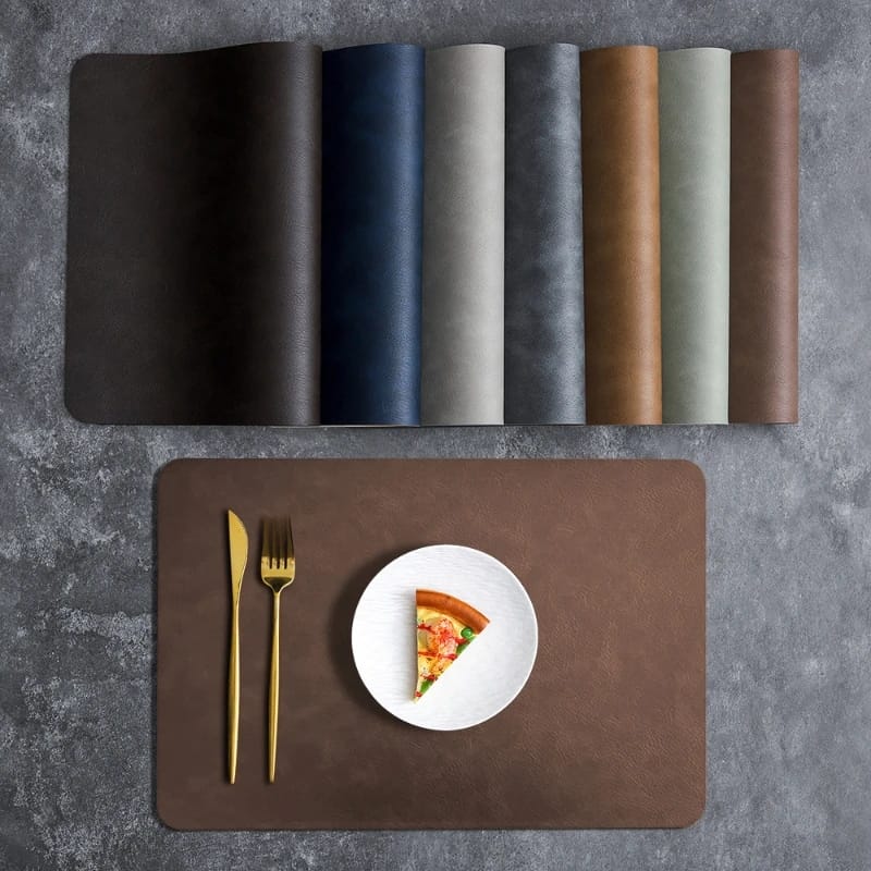 2PCs Rectangular Shape Leather Placemat