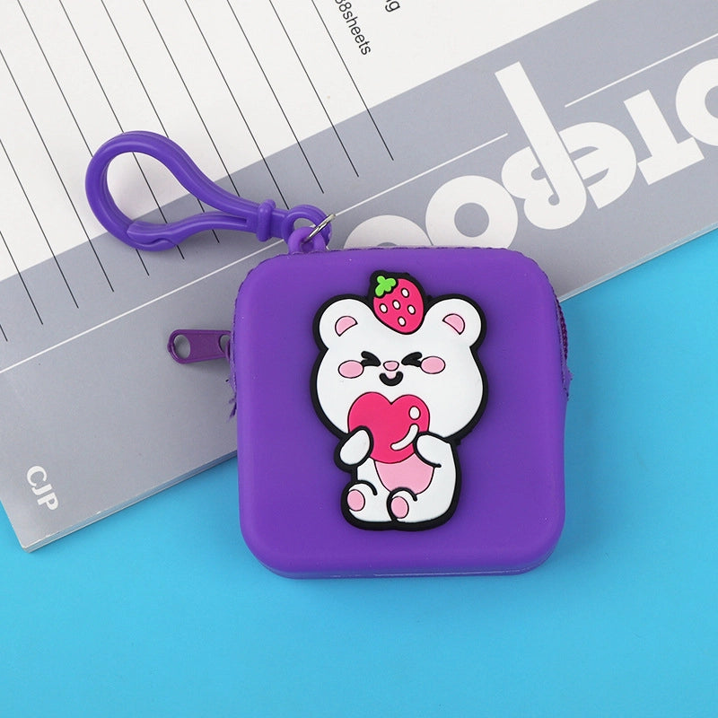 20 Pieces New Cartoon Silicone Change Storage Bag Silicone Data Cable Storage Bag Children's Points Card Storage Bag