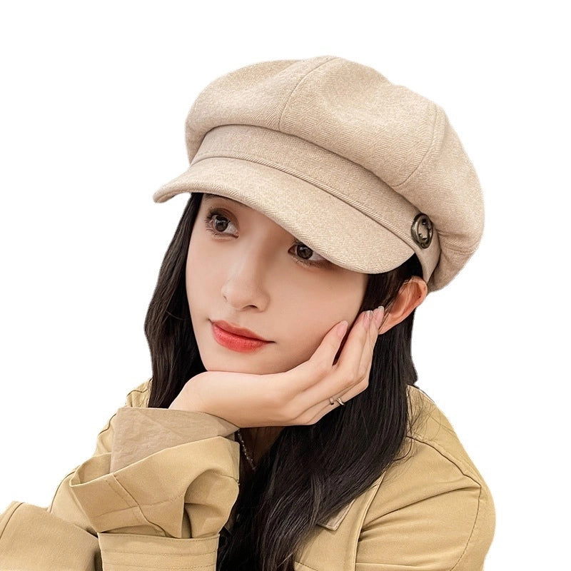 Women's Basic Solid Color Curved Eaves Beret Hat