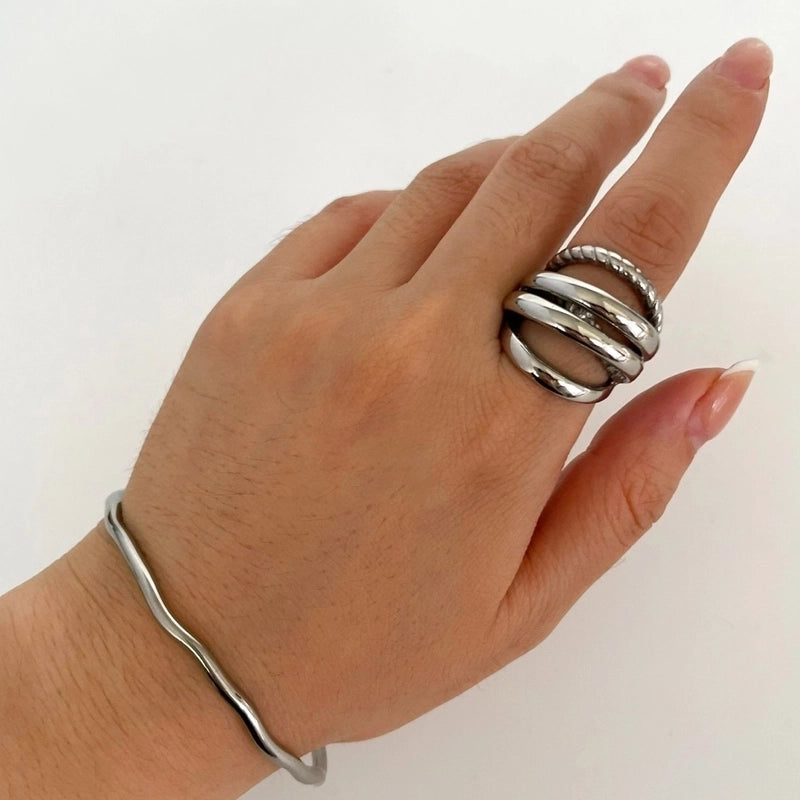 Modern Style Classic Style Color Block Solid Color 316L Stainless Steel  18K Gold Plated Plating Rings