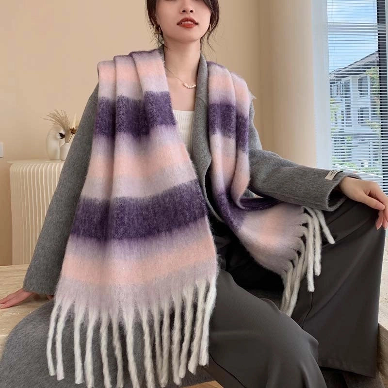 Popular Spring And Winter AC Scarf Warm Thickened Color Plaid Scarf Scarf Shawl Fashionable Western Style Outer Wear