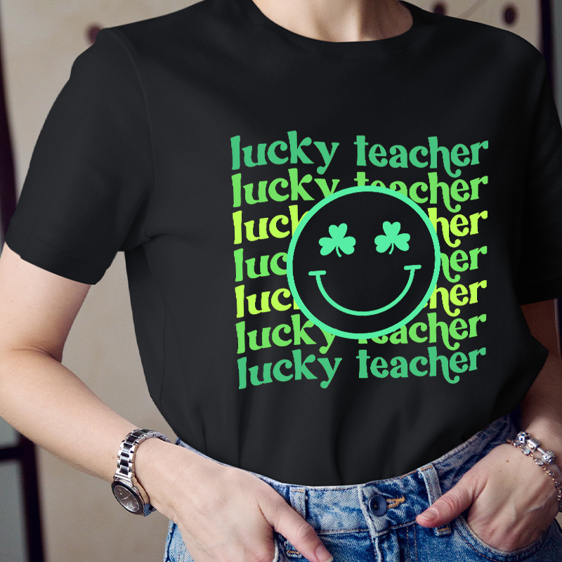 Lucky Teacher Check Teacher T-Shirt