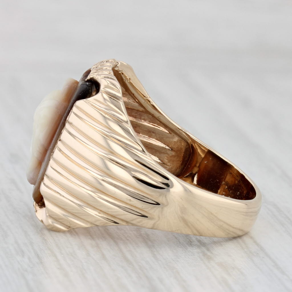 Mother of Pearl Cameo Ring 10k Yellow Gold Size 9.75