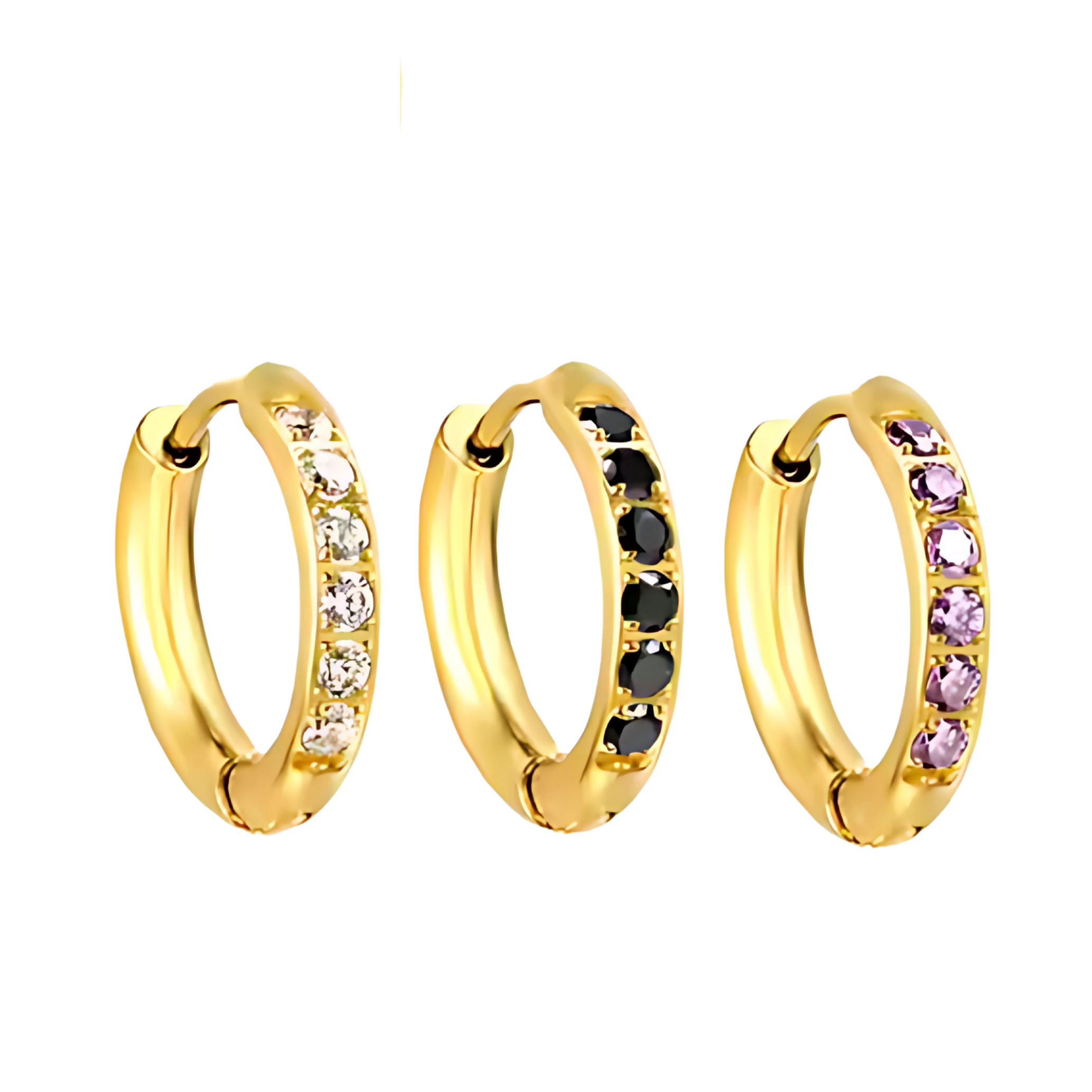 12mm classic diamond style hoops - Gold