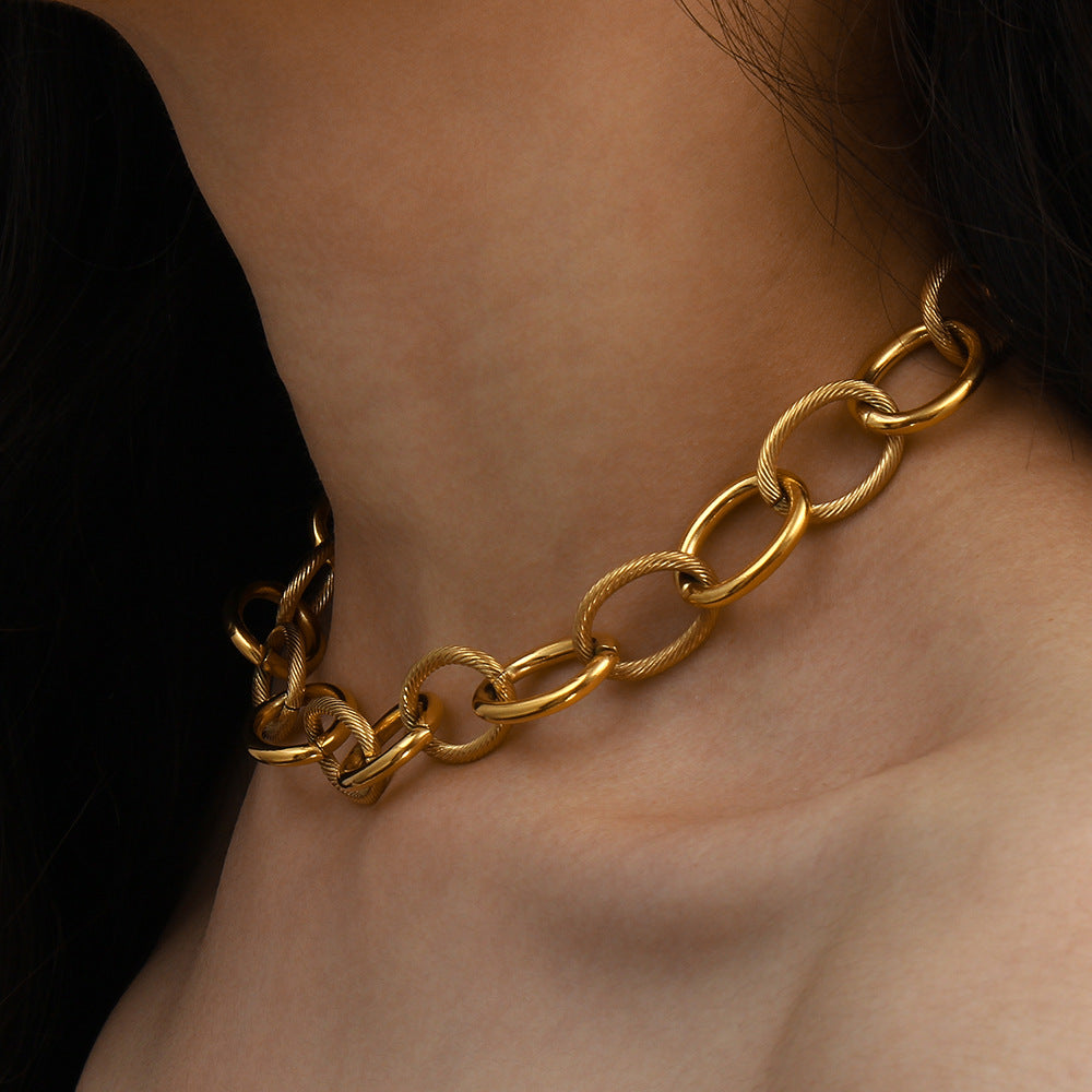 Minimalist Circle Geometric Stainless Steel 18K Gold Plated Necklaces